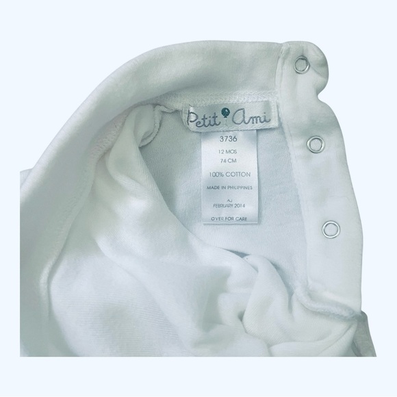 Petite Amy White Turtleneck Long Sleeve Top Girls 12 Months cotton snaps closure - Picture 6 of 7